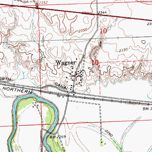Topographic Map of Wagner, MT