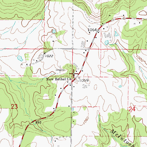 Topographic Map of New Bethel Church of God, AR