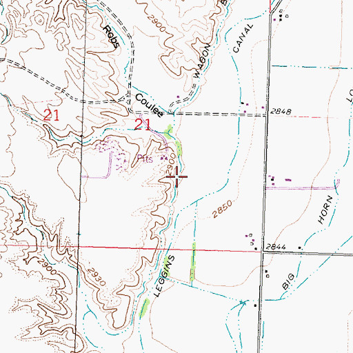 Topographic Map of Wagon Box Canal, MT
