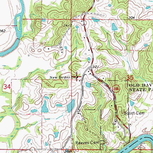 Topographic Map of New Bethel Freewill Baptist Church, AR