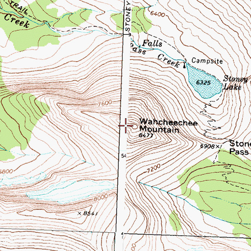 Topographic Map of Wahcheechee Mountain, MT