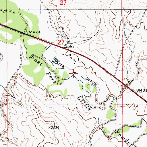 Topographic Map of Waite Ditch, MT