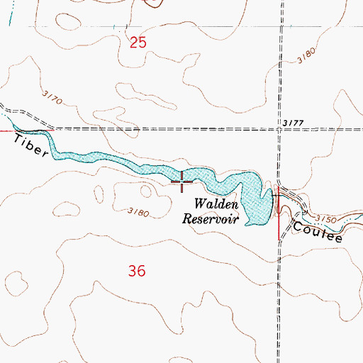 Topographic Map of Walden Reservoir, MT