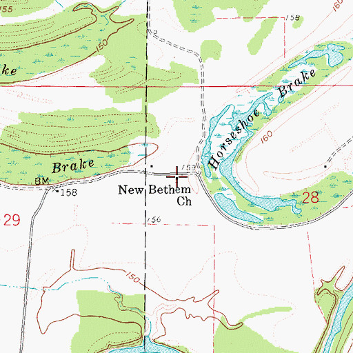 Topographic Map of New Bethem Church, AR