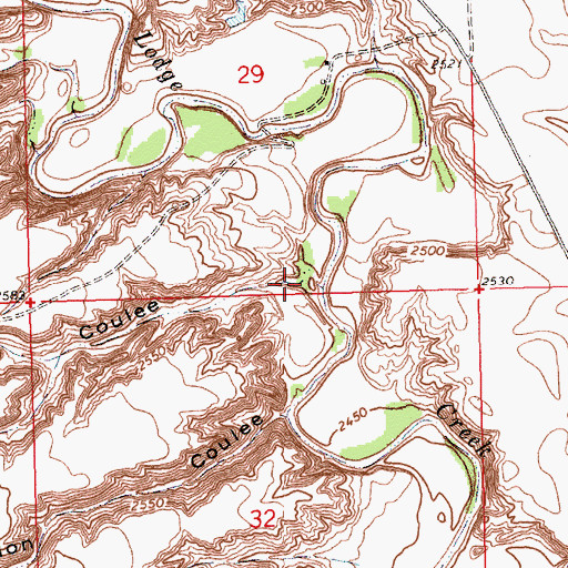 Topographic Map of Wallace Coulee, MT