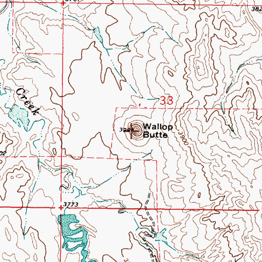 Topographic Map of Wallop Butte, MT