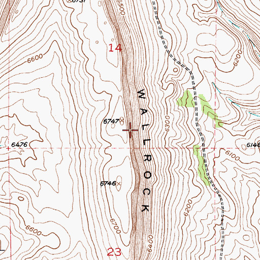 Topographic Map of Wallrock, MT