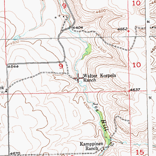 Topographic Map of Walter Korpela Ranch, MT