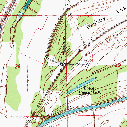 Topographic Map of New Canaan Church, AR