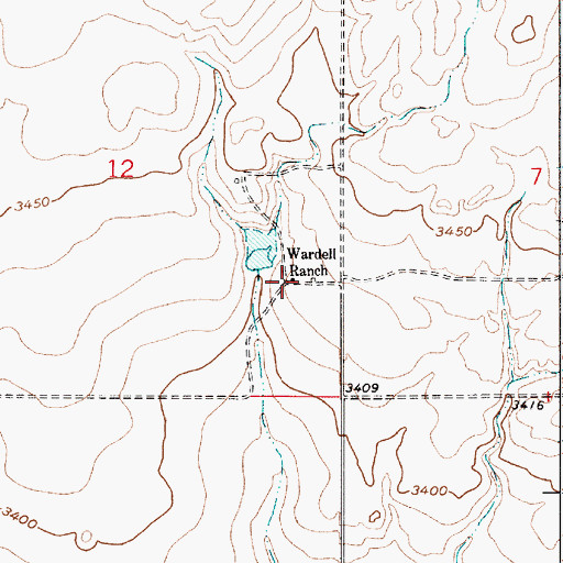 Topographic Map of Wardell Ranch, MT
