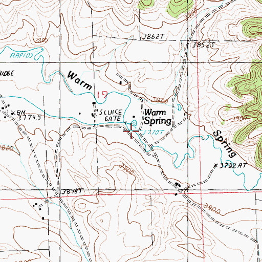 Topographic Map of Warm Spring, MT