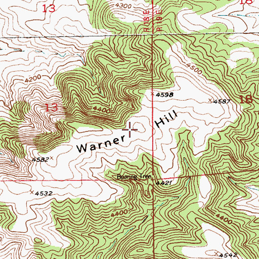 Topographic Map of Warner Hill, MT