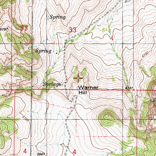 Topographic Map of Warner Hill, MT