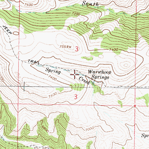 Topographic Map of Warwhoop Springs, MT