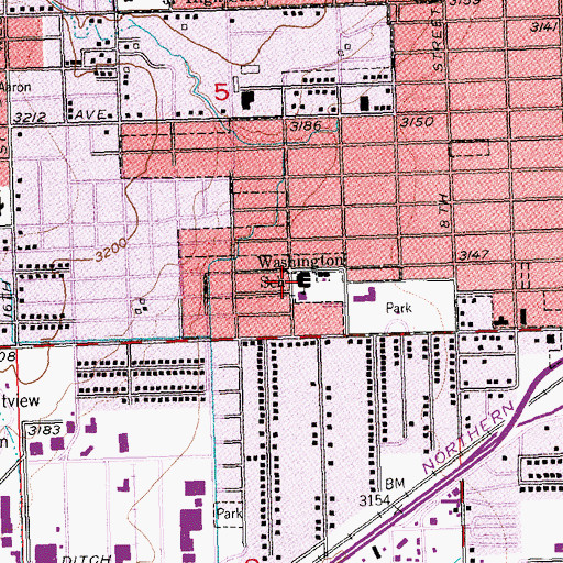 Topographic Map of Washington School, MT
