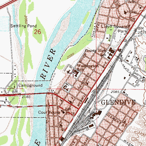 Topographic Map of Washington School, MT