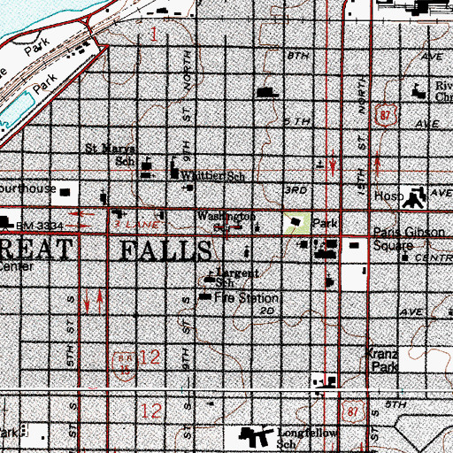 Topographic Map of Washington School (historical), MT