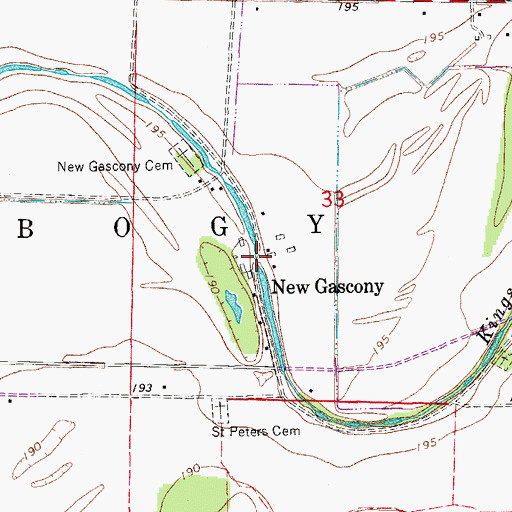 Topographic Map of New Gascony, AR