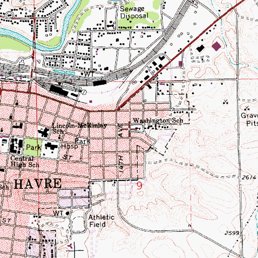 Topographic Map of Washington School (historical), MT