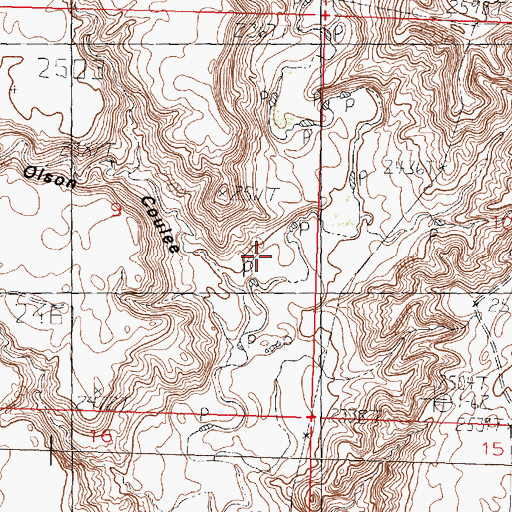Topographic Map of Water Coulee, MT