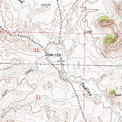 Topographic Map of Water Holes Creek, MT