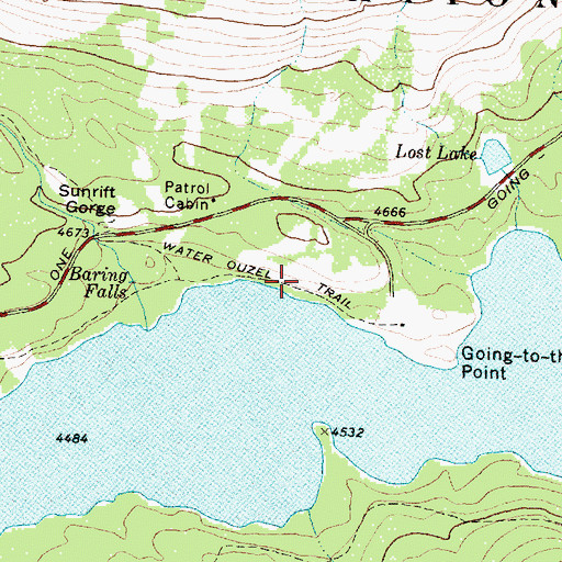 Topographic Map of Water Ouzel Trail, MT