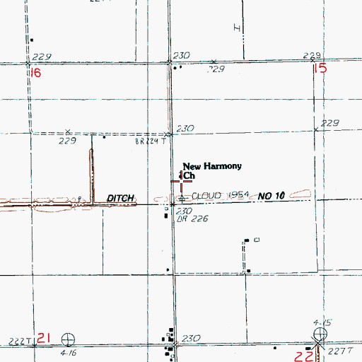 Topographic Map of New Harmony Baptist Church, AR