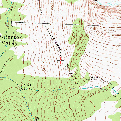 Topographic Map of Waterton Valley Trail, MT