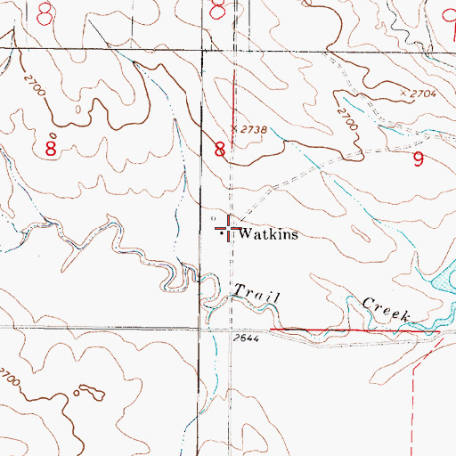 Topographic Map of Watkins, MT