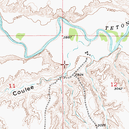 Topographic Map of Weatherwax Coulee, MT