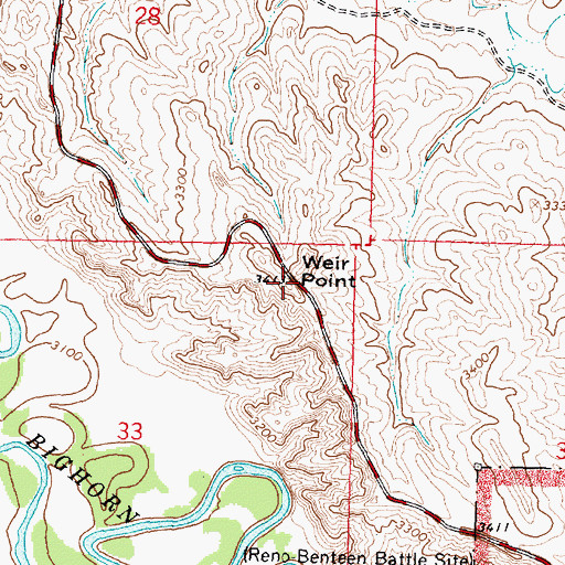 Topographic Map of Weir Point, MT