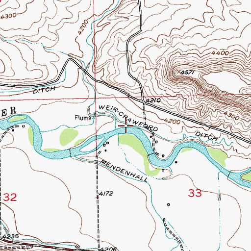 Topographic Map of Weir-Crawford Ditch, MT