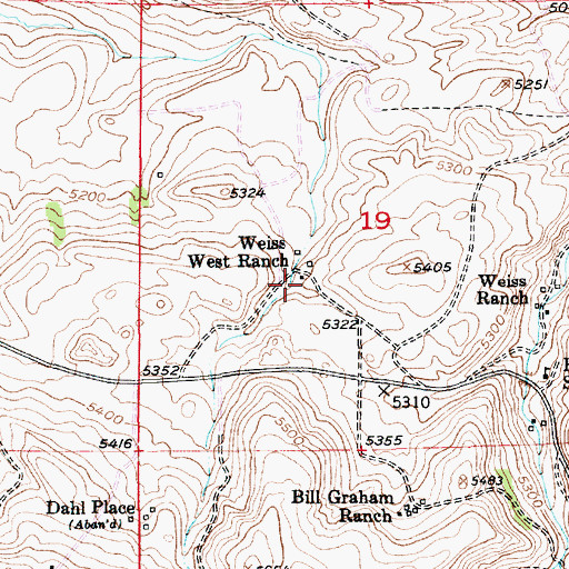 Topographic Map of Weiss West Ranch, MT