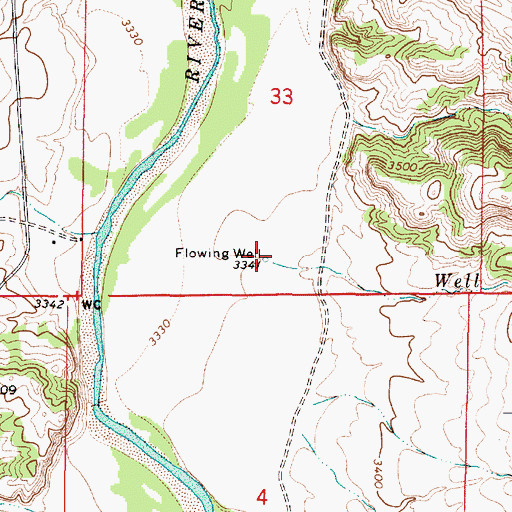 Topographic Map of Well Creek, MT