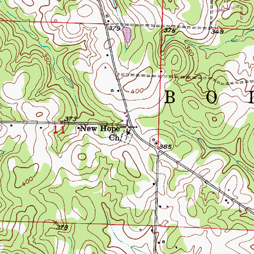 Topographic Map of New Hope Missionary Baptist Church, AR