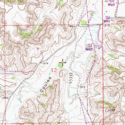 Topographic Map of Wells Coulee, MT