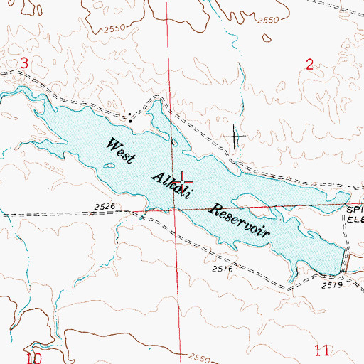 Topographic Map of West Alkali Reservoir, MT
