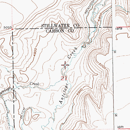 Topographic Map of West Antelope Creek, MT
