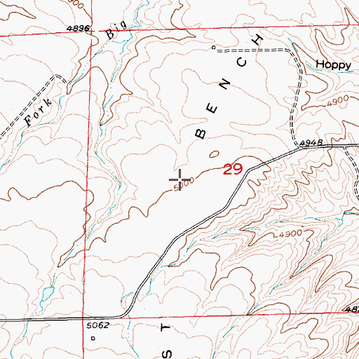Topographic Map of West Bench, MT