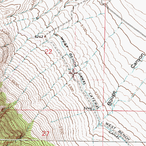 Topographic Map of West Bench Canal Lateral, MT