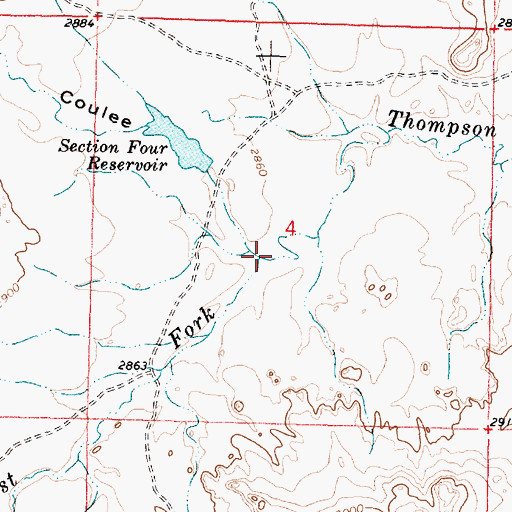 Topographic Map of West Branch Coulee, MT