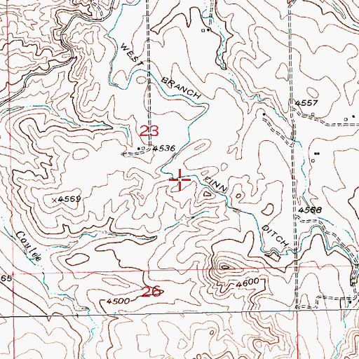 Topographic Map of West Branch Finn Ditch, MT