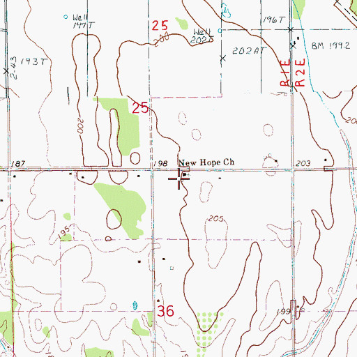 Topographic Map of New Hope Missionary Baptist Church, AR