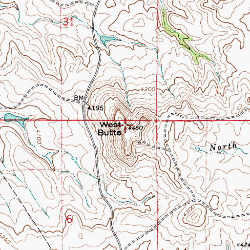 Topographic Map of West Butte, MT