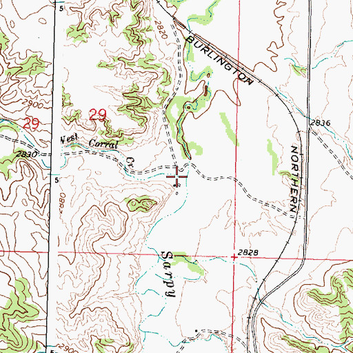 Topographic Map of West Corral Creek, MT