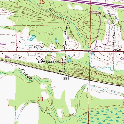 Topographic Map of New Hope Baptist Church, AR