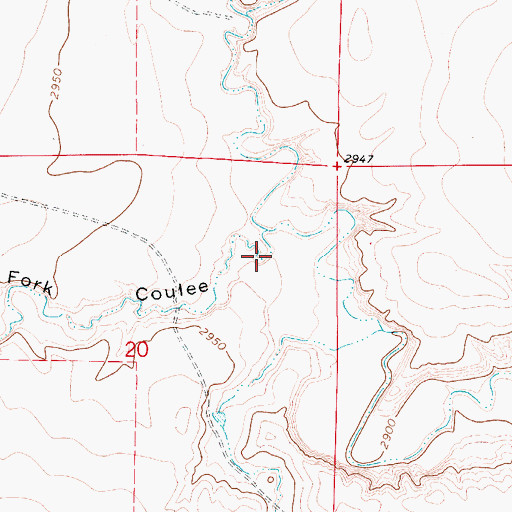 Topographic Map of West Dry Fork Coulee, MT