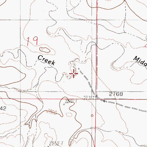 Topographic Map of West Fork Bad Route Creek, MT