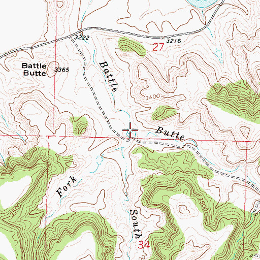 Topographic Map of West Fork Battle Butte Creek, MT