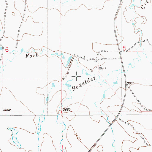 Topographic Map of West Fork Boxelder Creek, MT